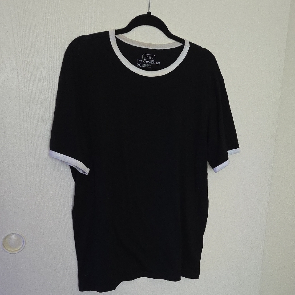 Men's Black T-Shirt with White Trim